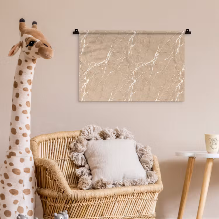 Wandkleed - Beige - Marmer - Organisch - Wit — 5