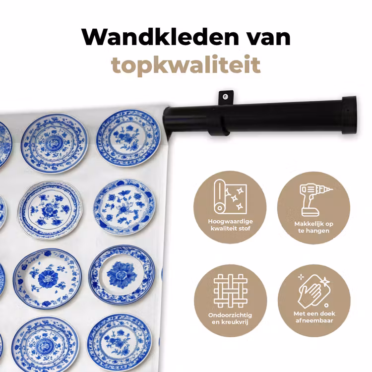 Wandkleed - Borden - Bloemen - Patroon - Blauw — 3