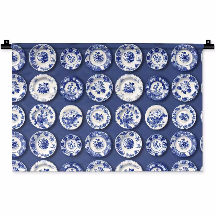 Wandkleed - Borden - Floraal - Blauw — 1