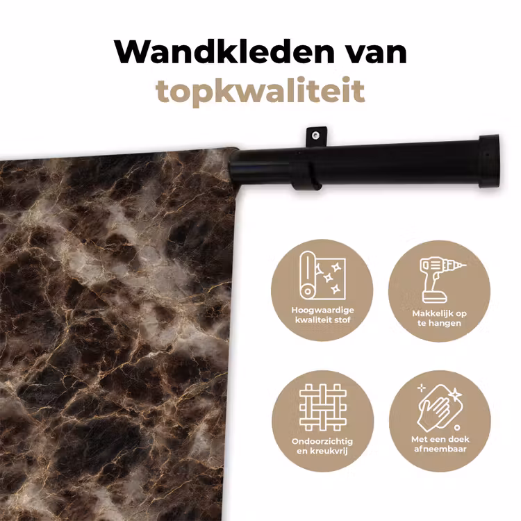 Wandkleed - Bruin - Goud - Marmer — 3