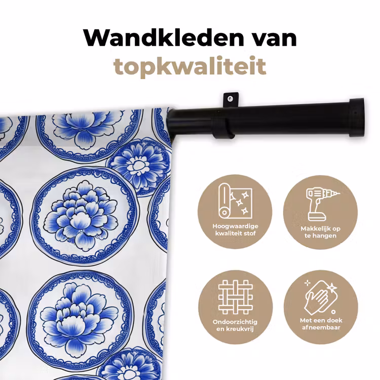Wandkleed - Cirkels - Bloemen - Blauw — 3