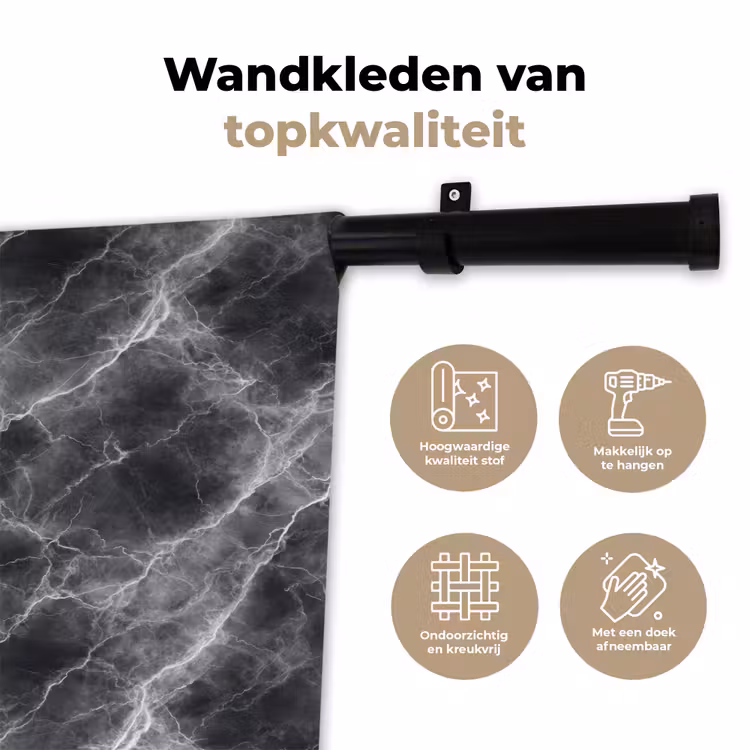 Wandkleed - Donkergrijs - Bliksem - Marmer — 3