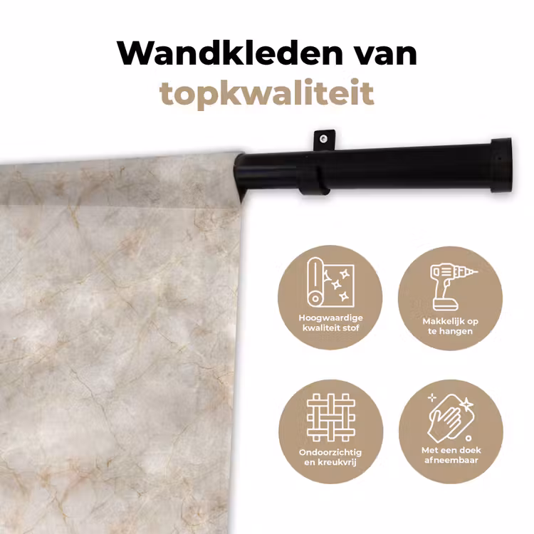 Wandkleed - Lichtbeige - Goudbruine Nerven - Marmer — 3