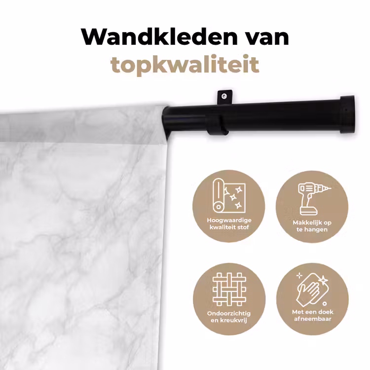 Wandkleed - Minimalistisch - Wit - Grijze aders — 3