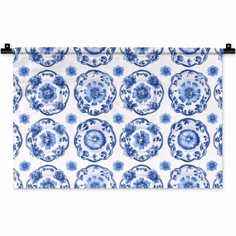 Wandkleed - Sierborden - Bloemen - Blauw — 1