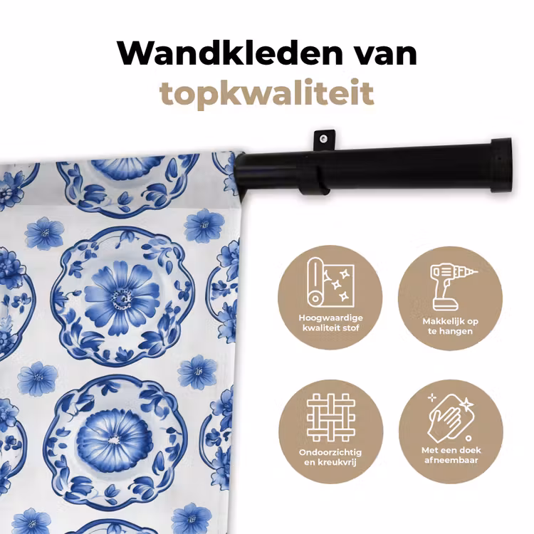 Wandkleed - Sierborden - Bloemen - Blauw — 3