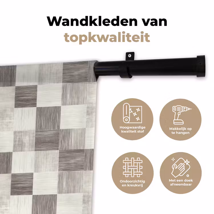 Wandkleed - Patroon - Dambord - Houtnerf — 3