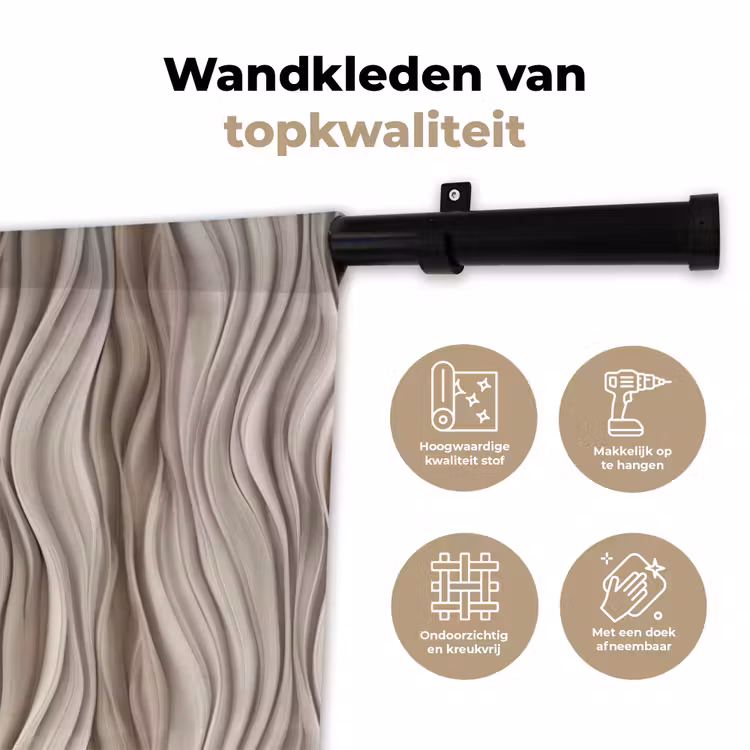 Wandkleed - Golven - 3D - Crème — 3