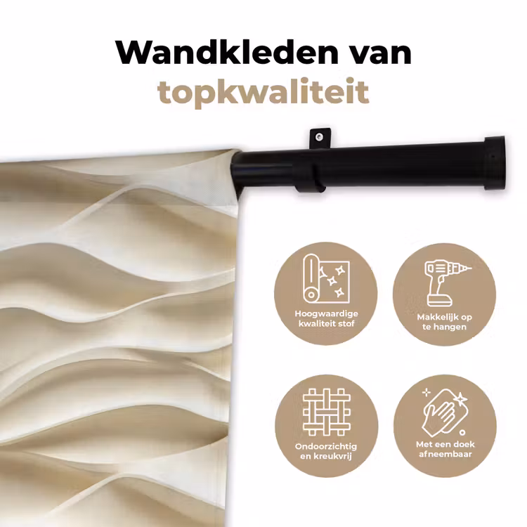 Wandkleed - Lijnen - Golvend - Crème — 3
