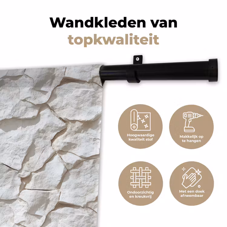 Wandkleed - Structuur - Rots - Wit — 3