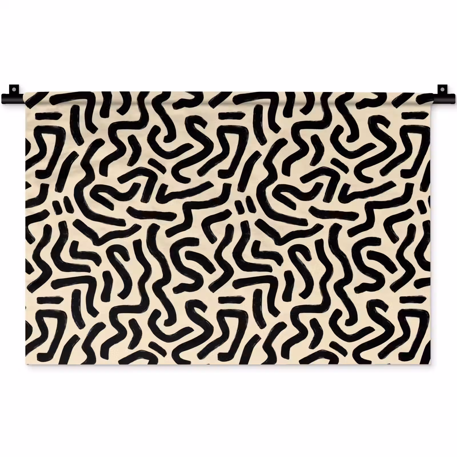 Wandkleed - Abstract - Lijnen - Zwart — 1