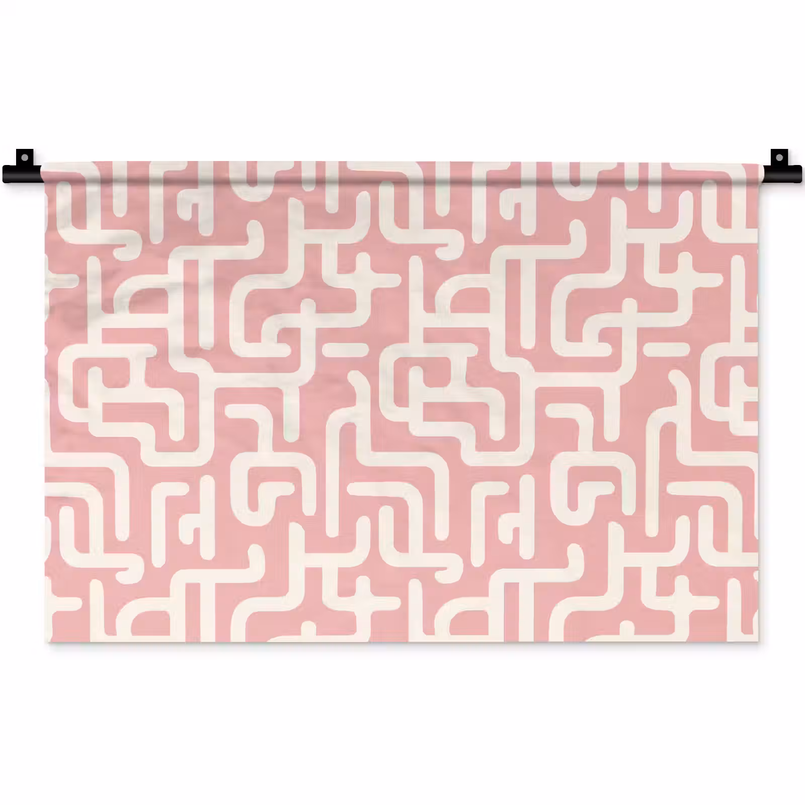 Wandkleed - Doolhofpatroon - Roze - Wit - Abstract — 1