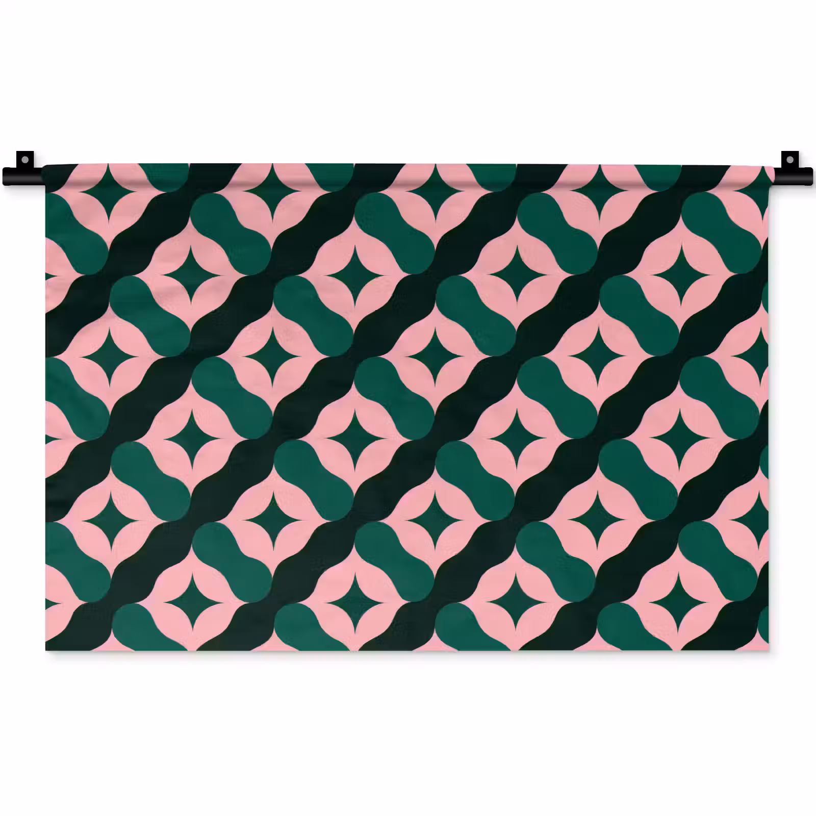 Wandkleed - Groen - Roze - Retro - Sterren — 1
