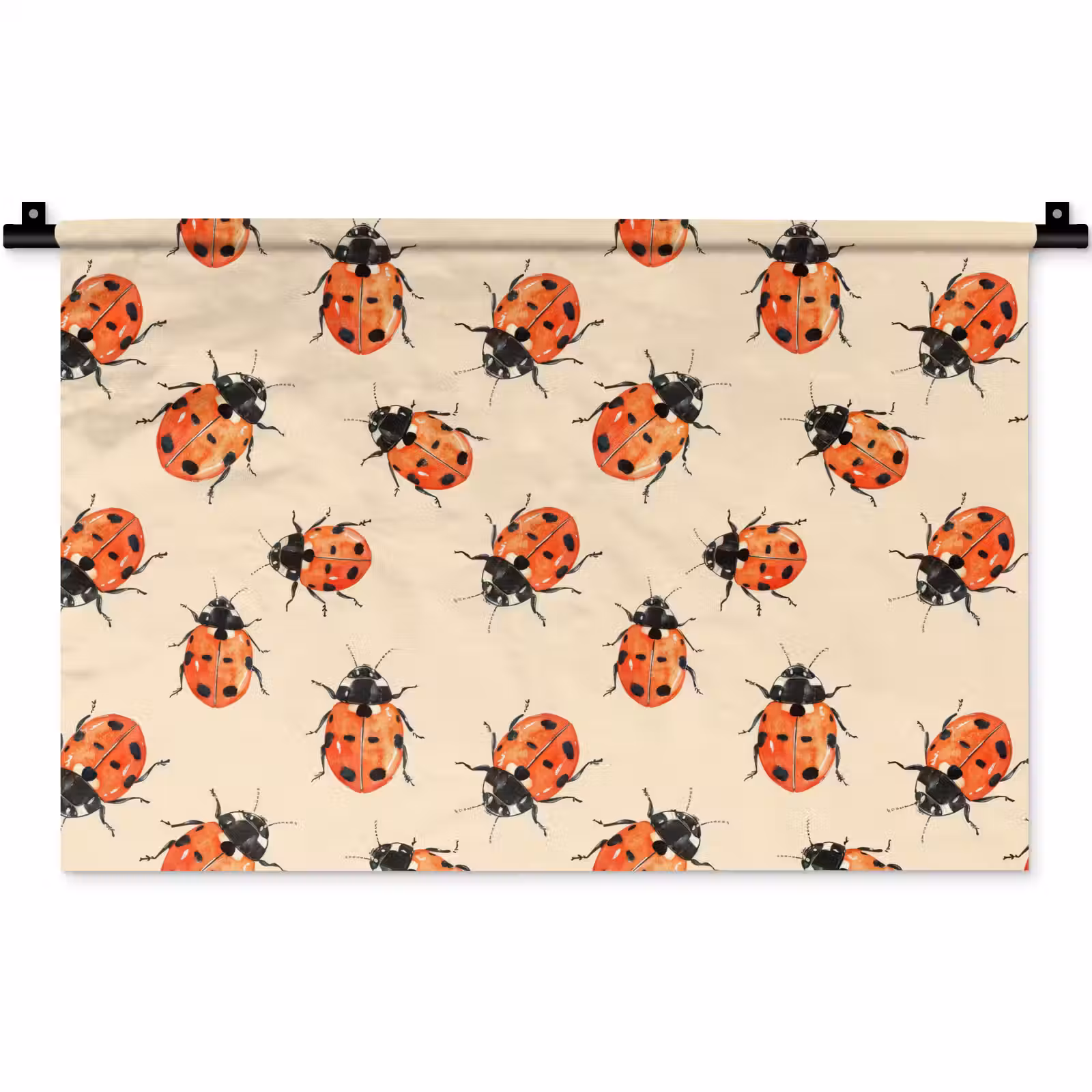 Wandkleed - Lieveheersbeestjes - Patroon - Rood — 1