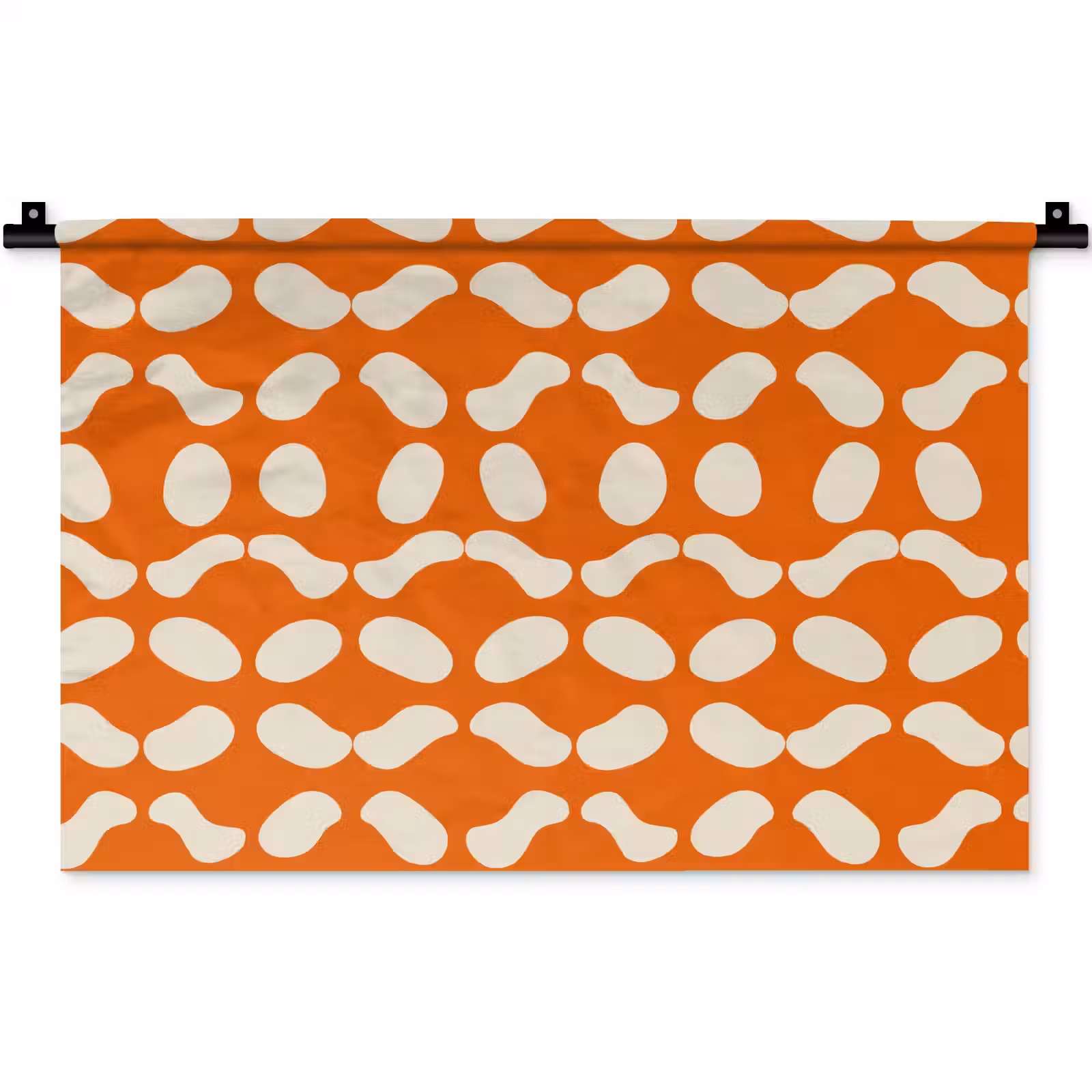 Wandkleed - Oranje - Organische vormen - Wit — 1
