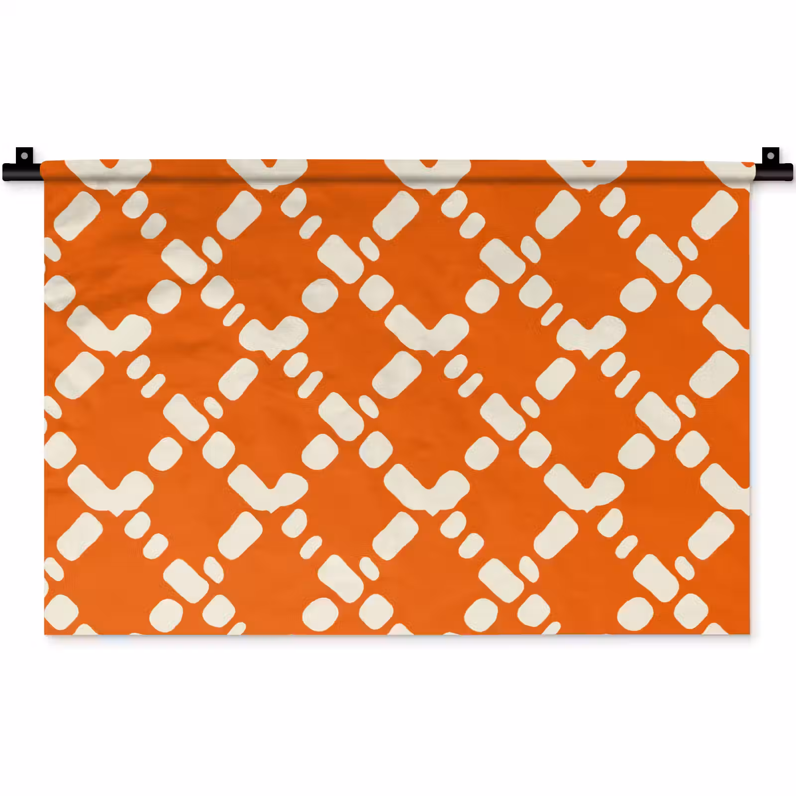 Wandkleed - Oranje - Ruitpatroon - Wit — 1