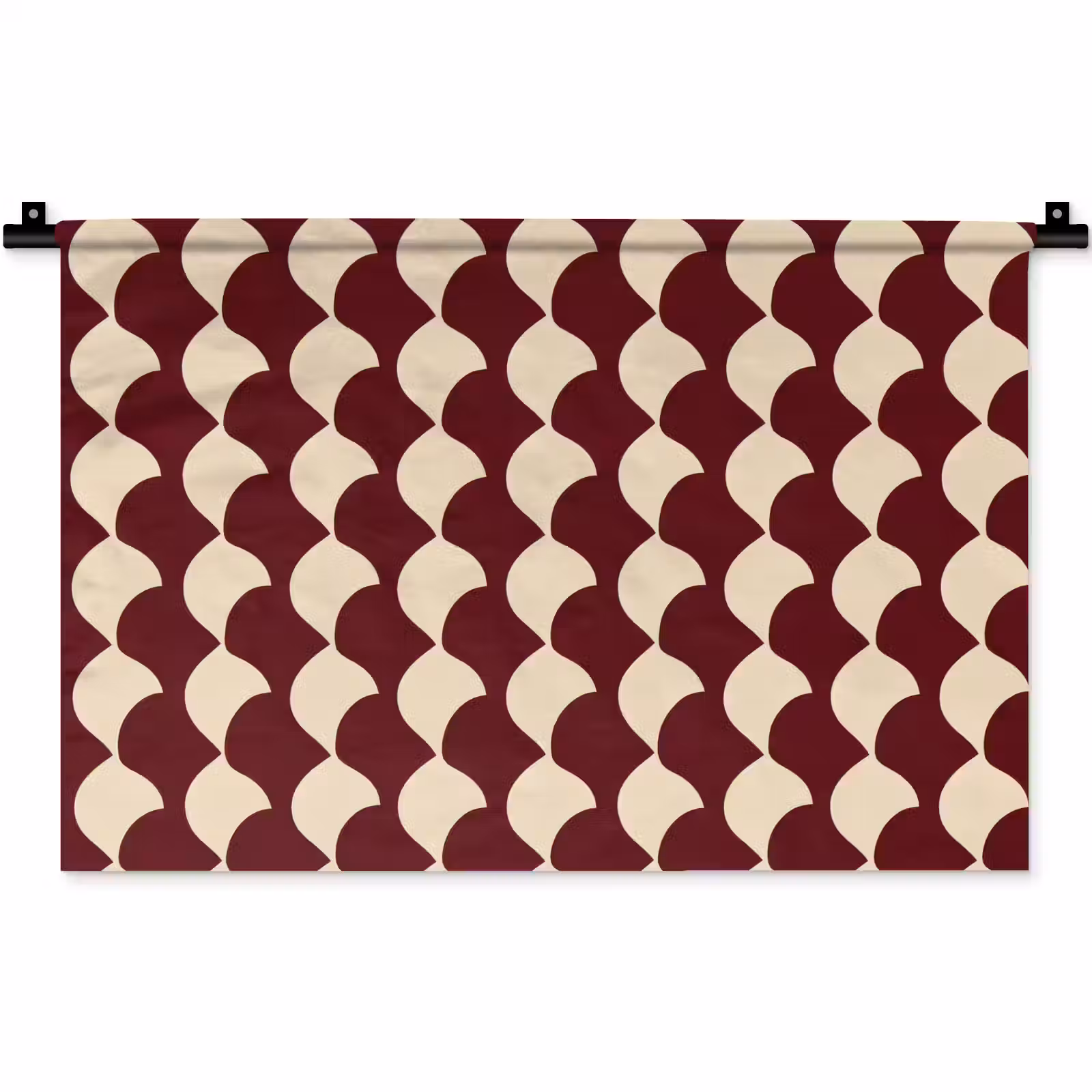 Wandkleed - Rood - Tegelpatroon - Crème — 1