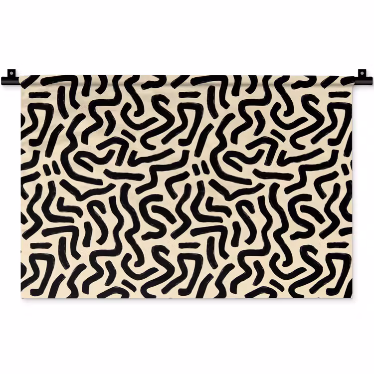 Wandkleed - Abstract - Lijnen - Zwart — 1