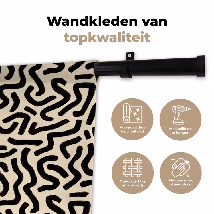 Wandkleed - Abstract - Lijnen - Zwart — 3