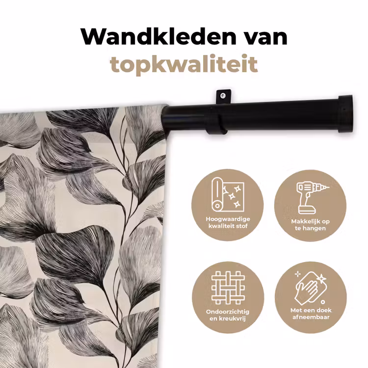 Wandkleed - Botanisch - Bladeren - Zwart — 3