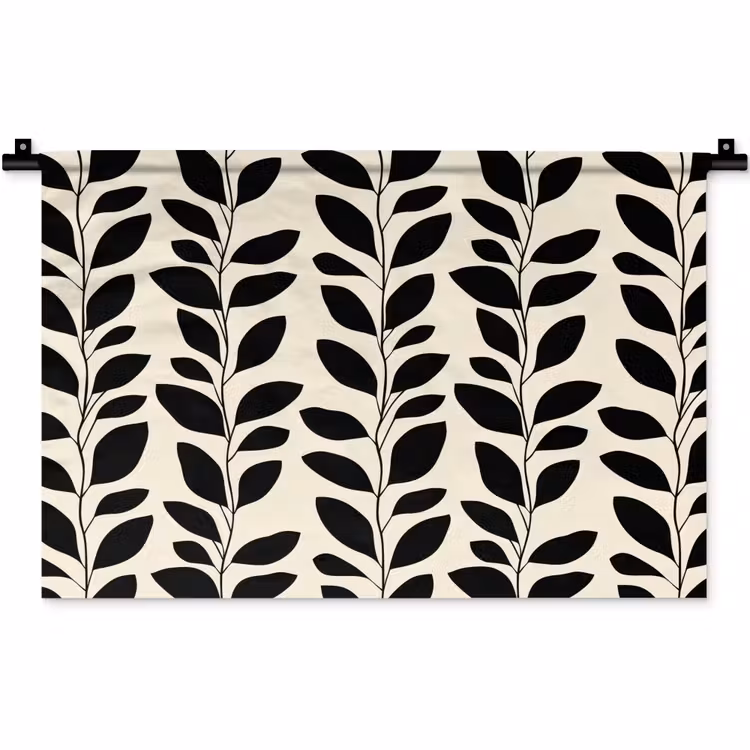 Wandkleed - Botanisch - Dessin - Zwart - Beige — 1