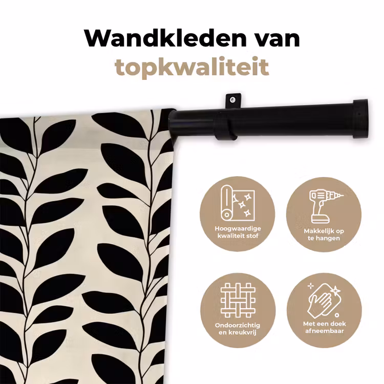 Wandkleed - Botanisch - Dessin - Zwart - Beige — 3