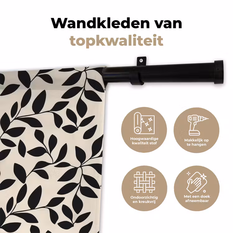 Wandkleed - Elegant - Patroon - Zwart - Beige — 3