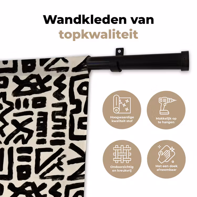 Wandkleed - Geometrisch - Figuren - Zwart — 3