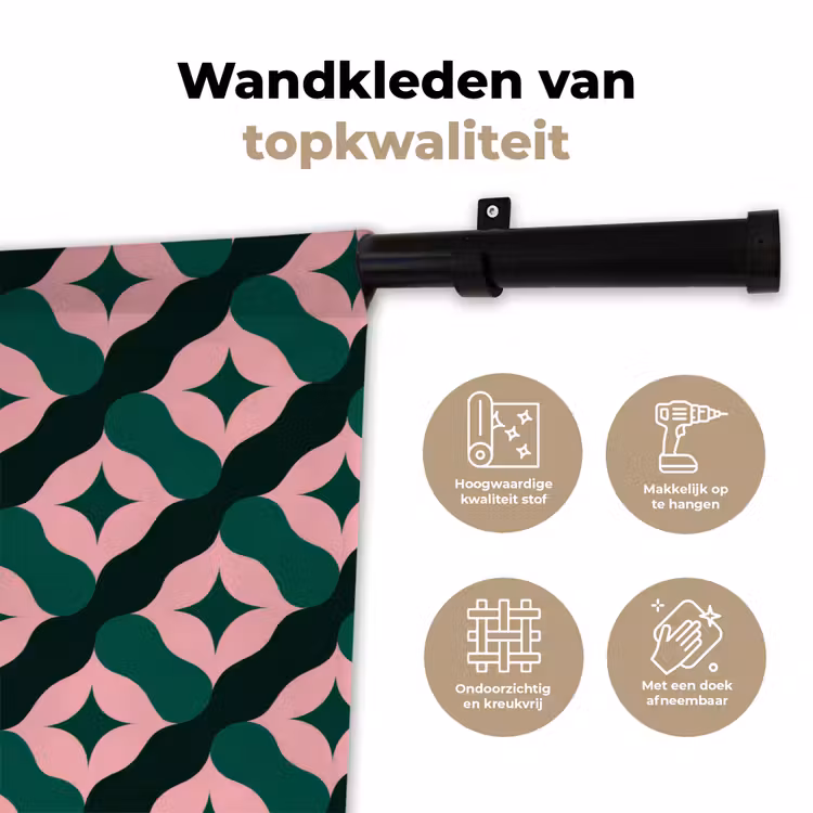 Wandkleed - Groen - Roze - Retro - Sterren — 3