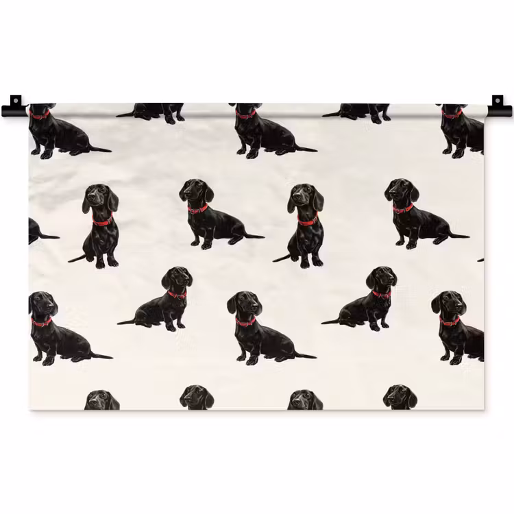 Wandkleed - Hond - Patroon - Zwart — 1