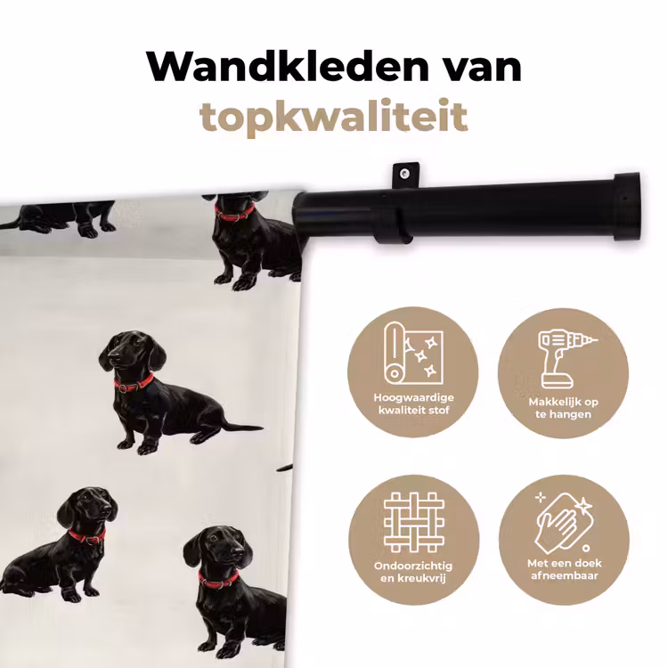 Wandkleed - Hond - Patroon - Zwart — 3
