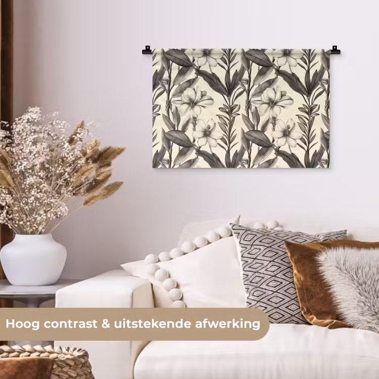 Wandkleed - Klassiek - Botanisch - Zwart - Beige — 4