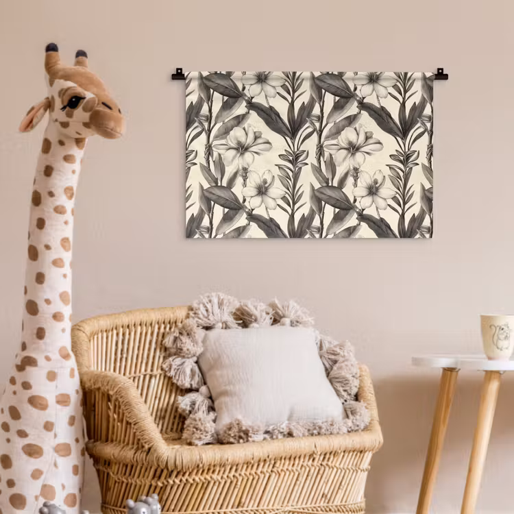 Wandkleed - Klassiek - Botanisch - Zwart - Beige — 5