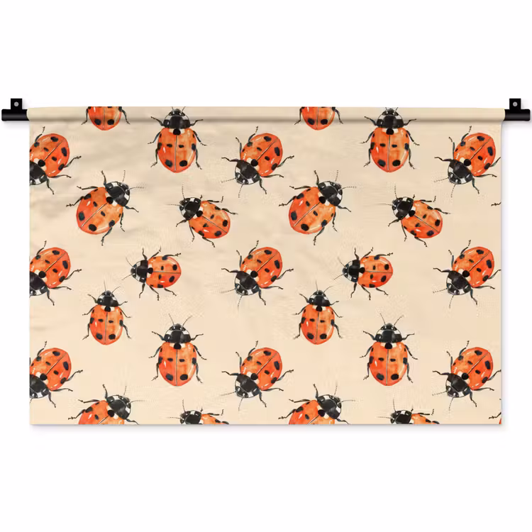 Wandkleed - Lieveheersbeestjes - Patroon - Rood — 1