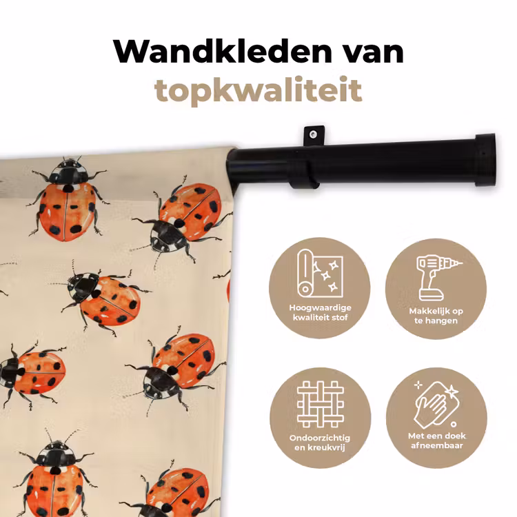 Wandkleed - Lieveheersbeestjes - Patroon - Rood — 3