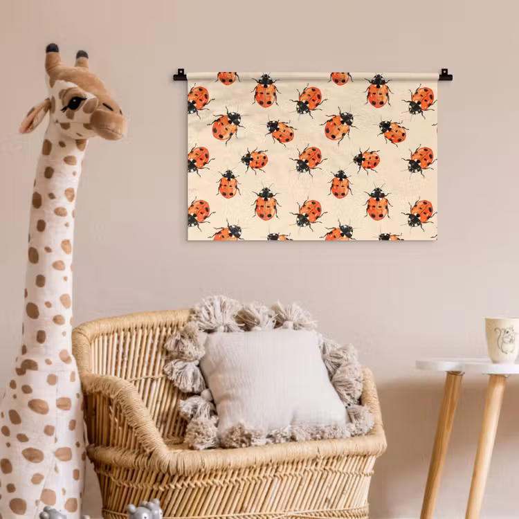 Wandkleed - Lieveheersbeestjes - Patroon - Rood — 5