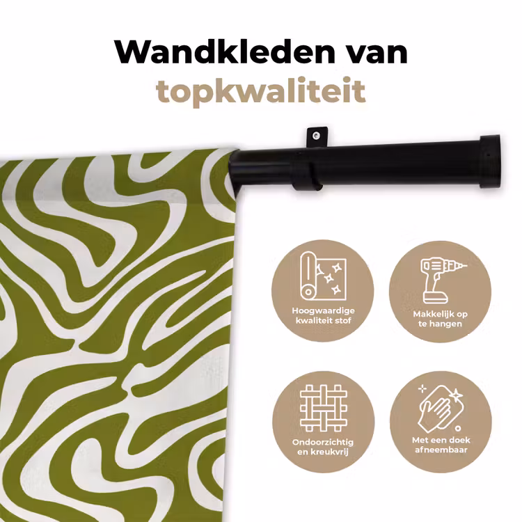 Wandkleed - Lijnpatroon - Groen - Organisch — 3