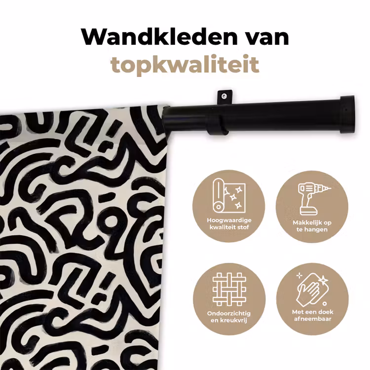 Wandkleed - Modern - Abstract - Zwart — 3