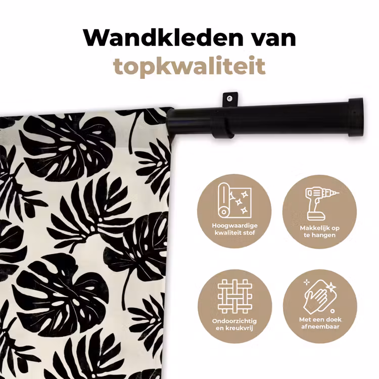 Wandkleed - Modern - Monstera - Zwart — 3
