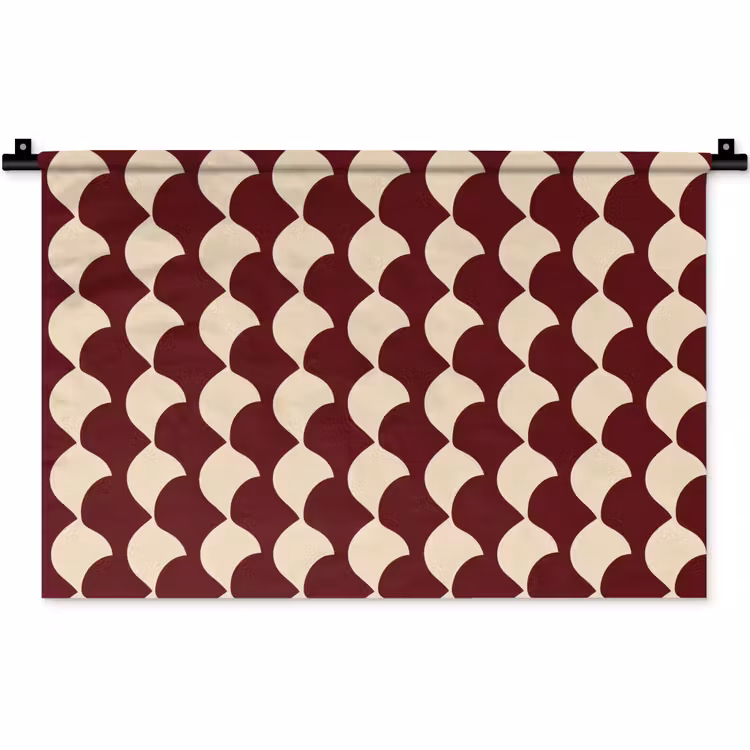 Wandkleed - Rood - Tegelpatroon - Crème — 1