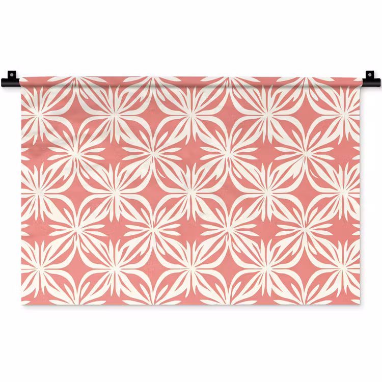 Wandkleed - Roze - Bloemenmotief - Wit - Modern — 1