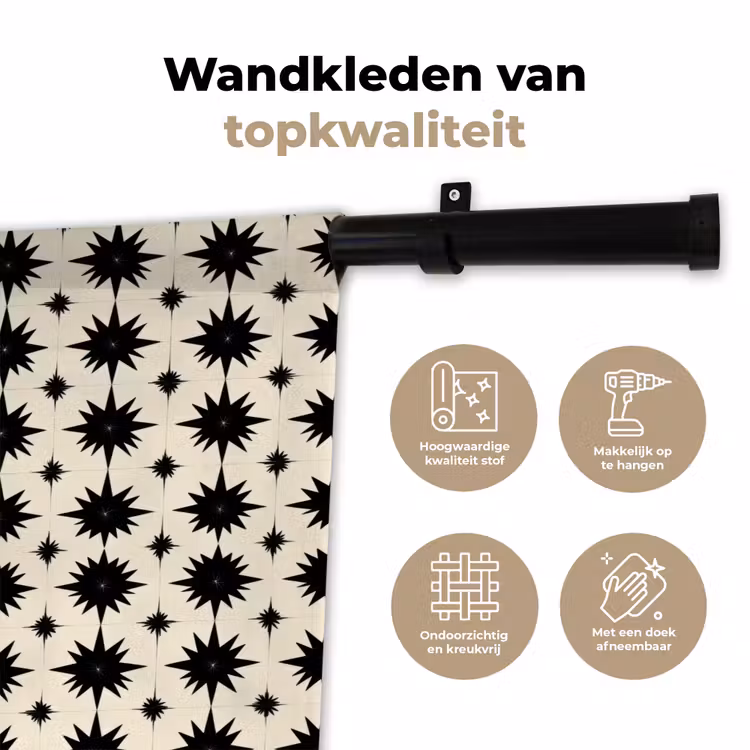 Wandkleed - Stervormen - Geometrisch - Zwart — 3