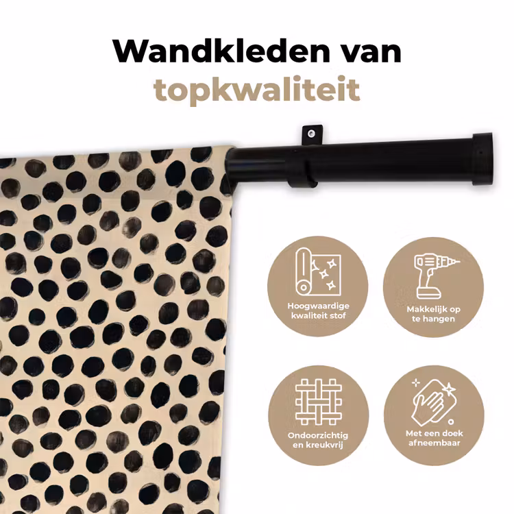 Wandkleed - Stippen - Patroon - Zwart — 3