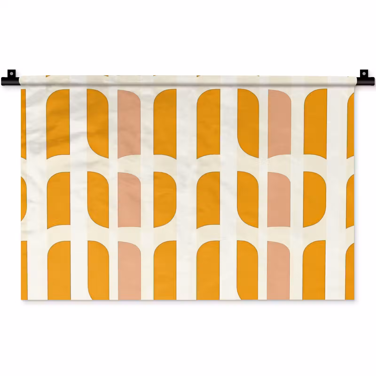 Wandkleed - Geometrisch - Patroon - Geel - Roze — 1