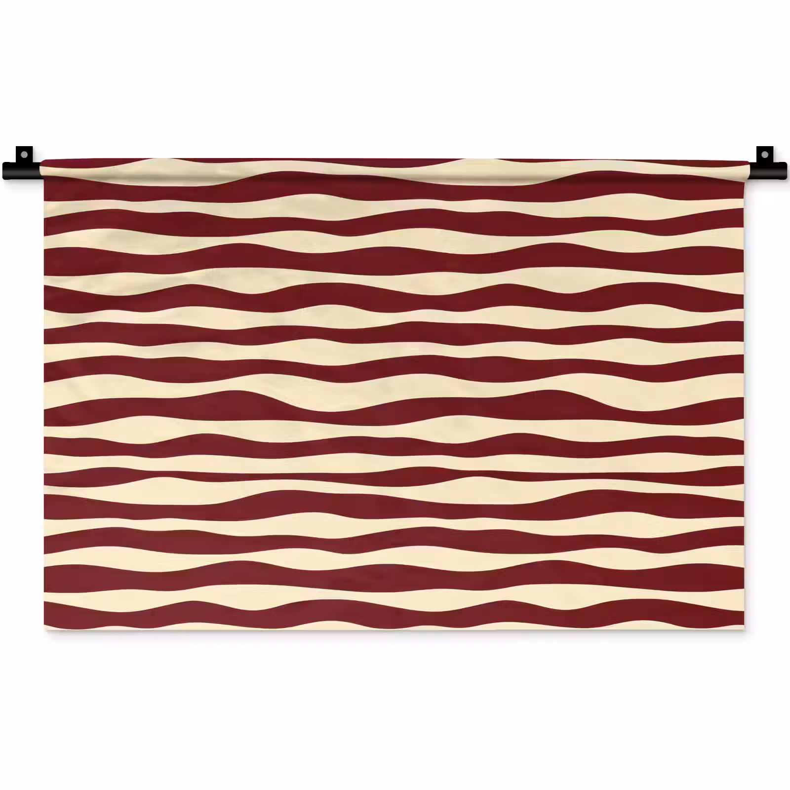 Wandkleed - Golven - Rood - Patroon - Crème — 1