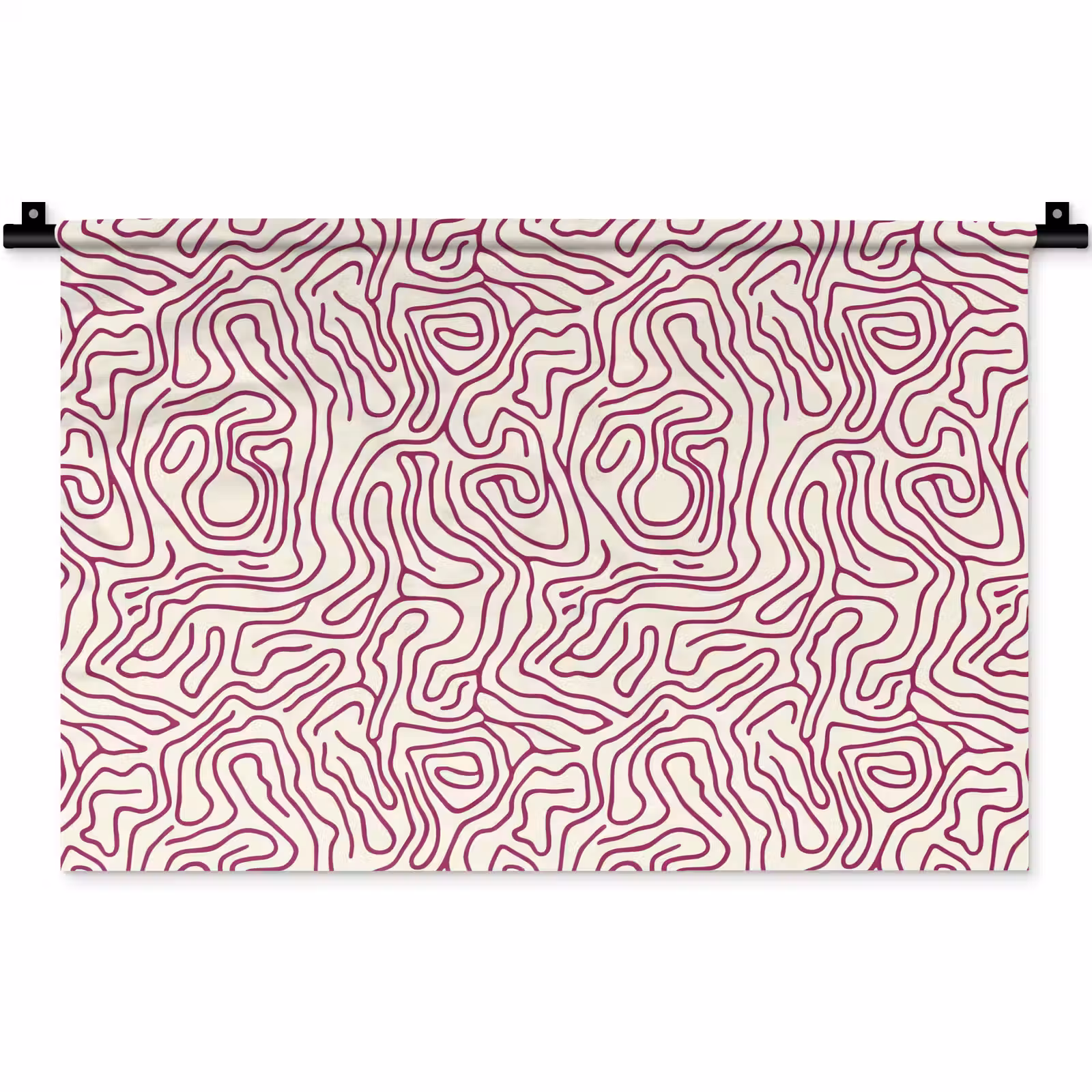 Wandkleed - Kronkelende lijn - Magenta - Crème — 1