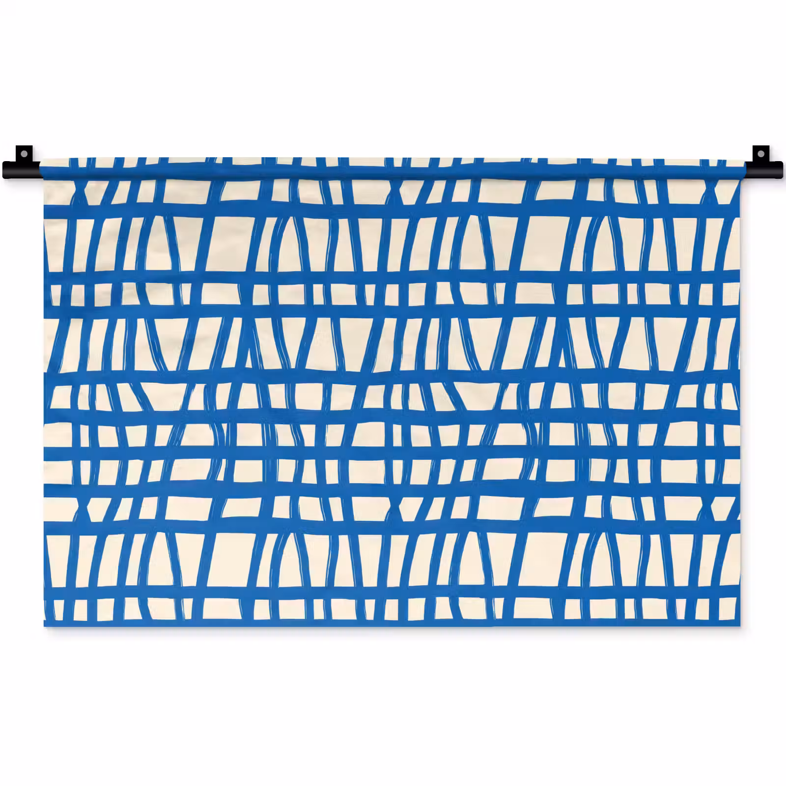 Wandkleed - Ruitpatroon - Blauw - Crème — 1