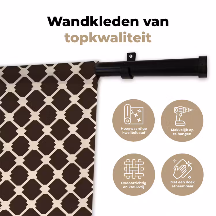 Wandkleed - Bruin - Ruitpatroon - Geometrisch — 3