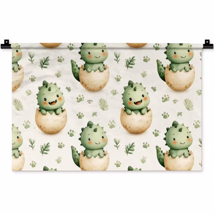 Wandkleed - Dino - Eieren - Groen — 1