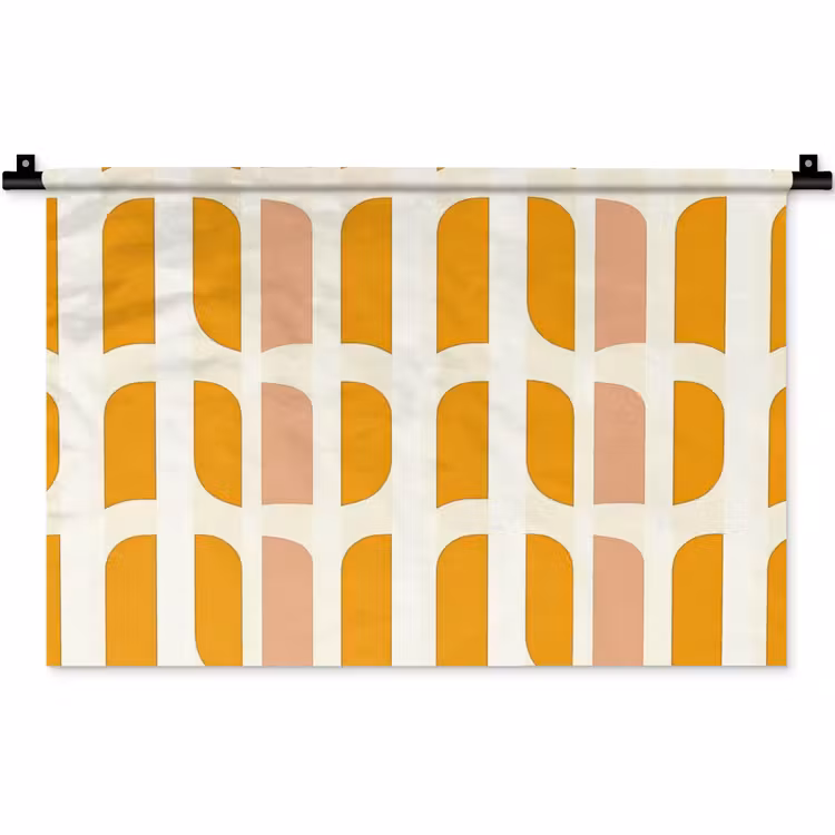 Wandkleed - Geometrisch - Patroon - Geel - Roze — 1